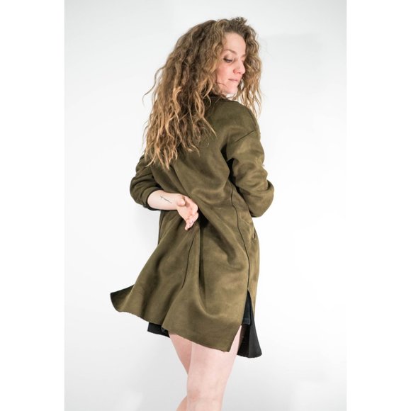 Olive Green Faux Ultra Suede Jacket! - Picture 2 of 3